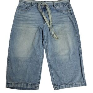 Lauren Ralph Lauren Black Label Wide Leg Cropped Jeans Denim Tie Waist 18W